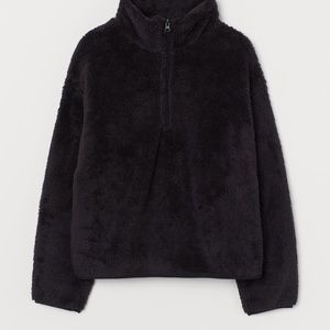 H & M FAUX SHERPA QUARTER ZIP